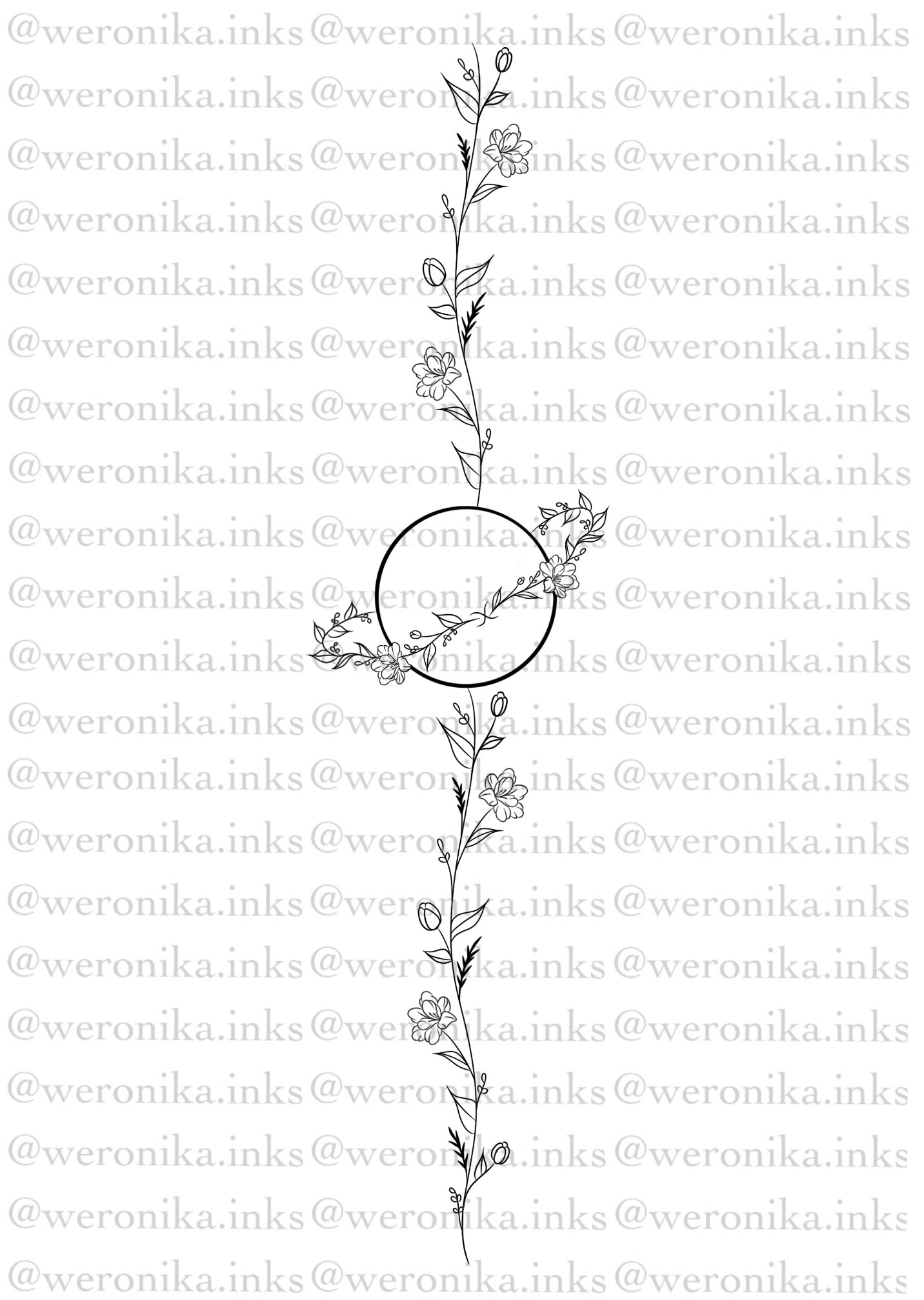 Floral Space Spine Tattoo Weronika.inkss