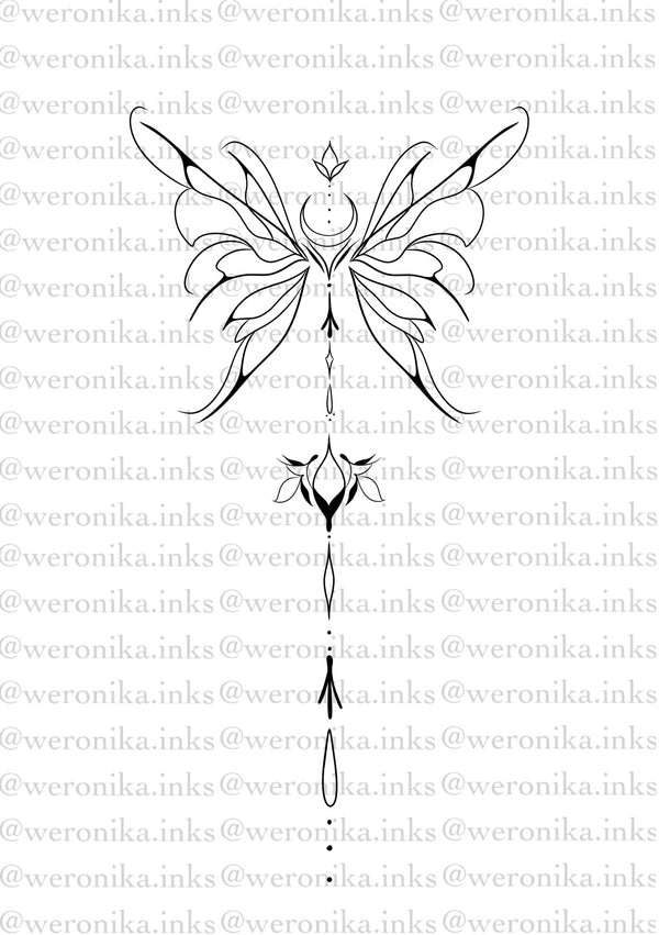 Line work & Butterfly Spine Tattoo – Weronika.inkss