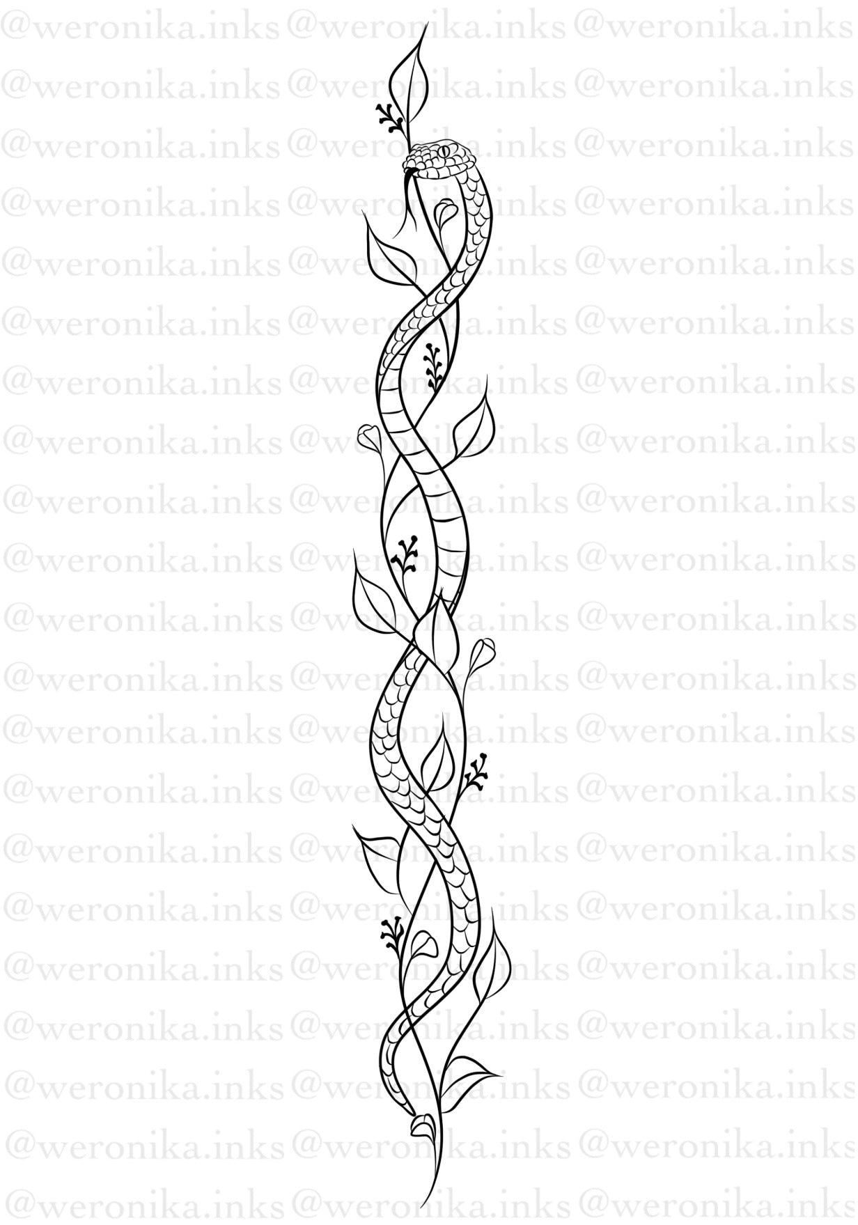 Snake & Vines Spine Tattoo