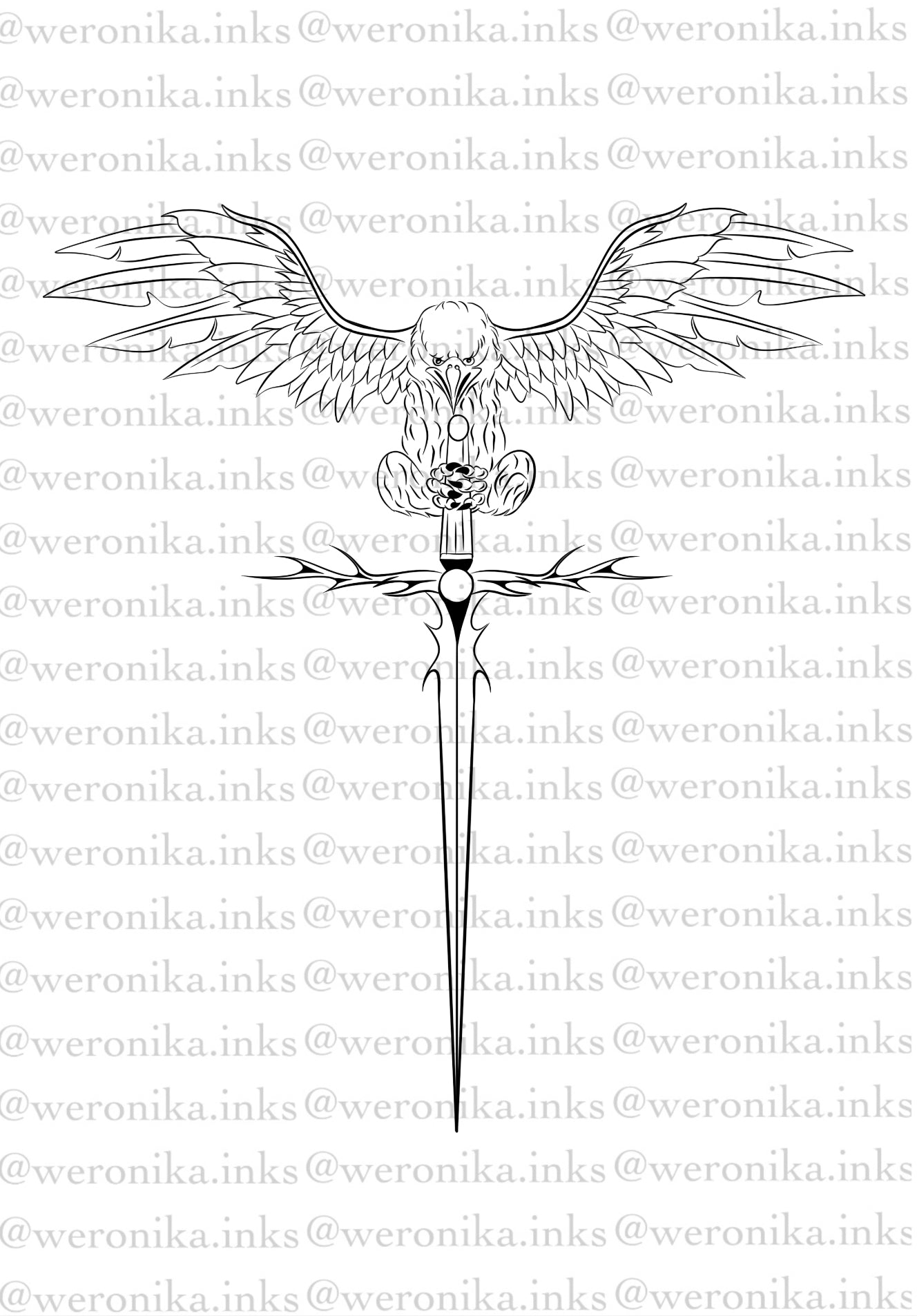 Eagle & sword spine tattoo idea