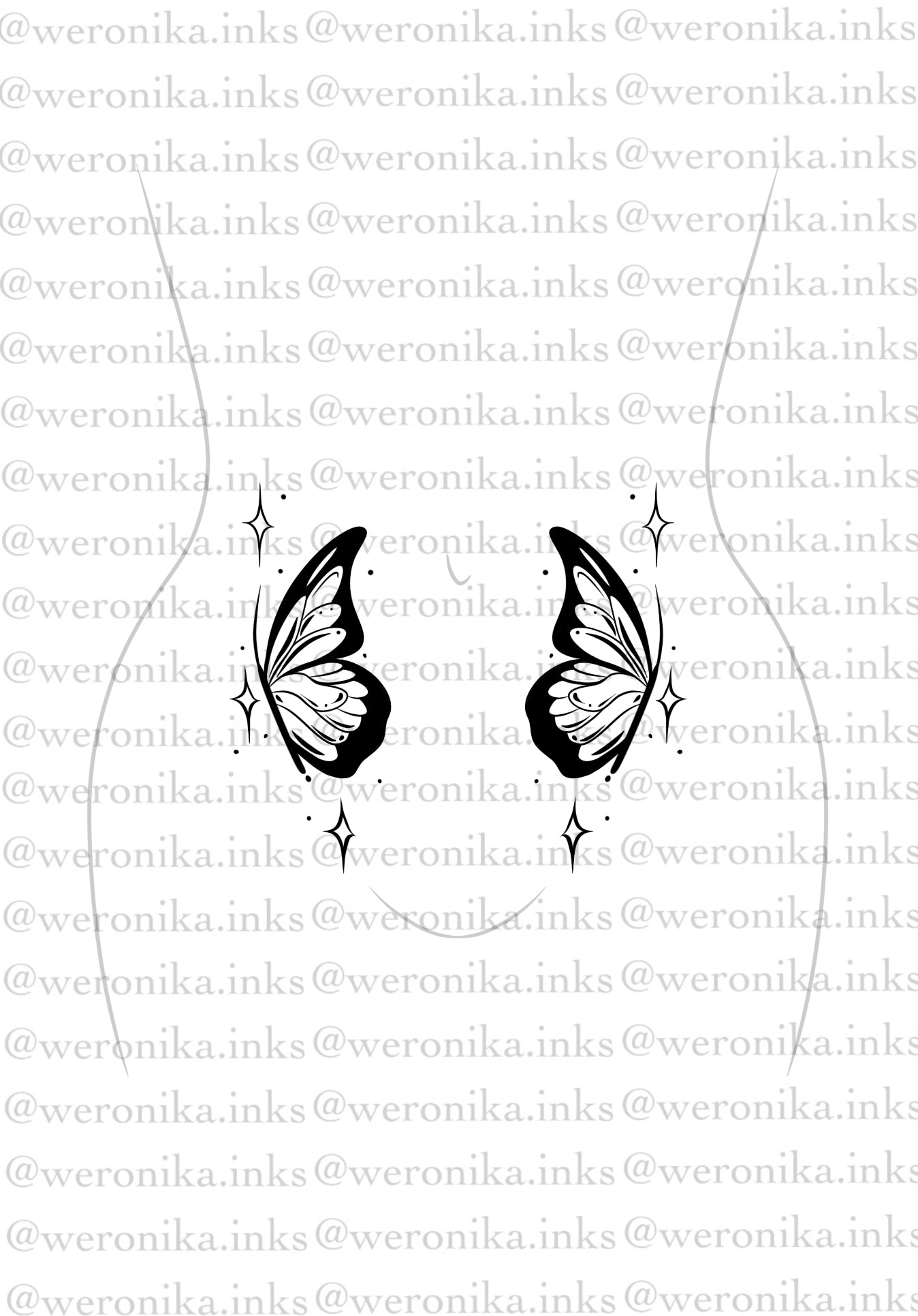 Butterfly & Sparkle Stomach Tattoo