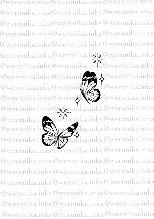 Side Boob Butterfly & Stars Tattoo